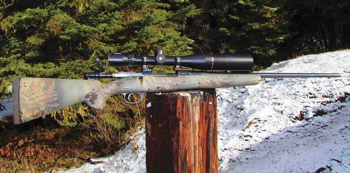 Patrick’s .25-06 Remington is an Interarms Mark X with a Mauser action built in the 1980s and dropped into an aluminum-bedded Bell & Carlson synthetic stock.